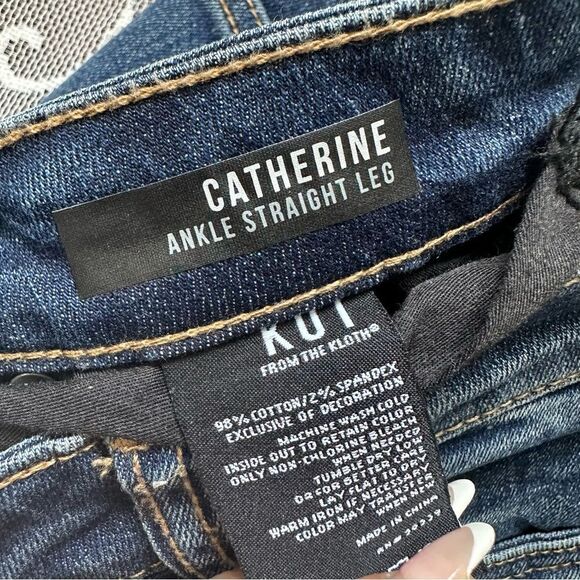 KUT From The Kloth Catherine Ankle Straight Leg Jewel Distressed Jean Size 2 - Picture 6 of 13